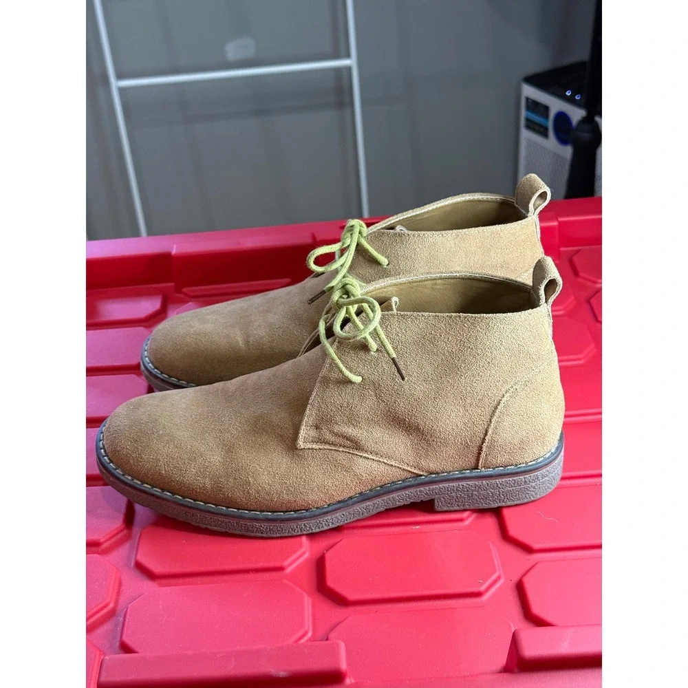 GH Bass & Co Pearce Mens Tan Suede Chukka Boots Size 8 D Desert Lime Green Laces